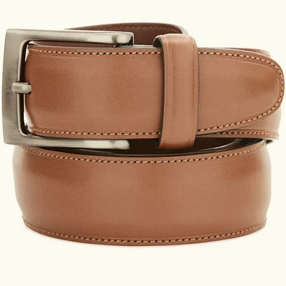Perry Ellis Portfolio Men's Brown Leather Dress Belt